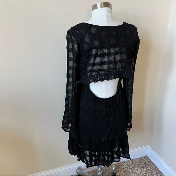 Free People lace trim gauze open back dress 958 - Picture 9 of 15